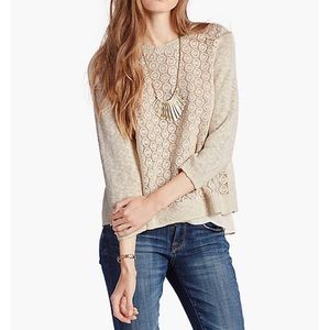 Lucky Brand Mixed Media Pullover M EUC